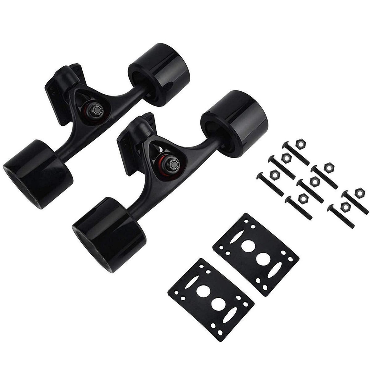 Skateboard Truck Set mit Riser Pads & ABEC-9 Lagern