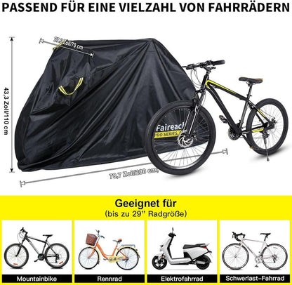 Fahrrad Abdeckplane Wasserdicht Premium-Stoff Schutzhülle Regen Staub Schnee UV 200x110x70cm