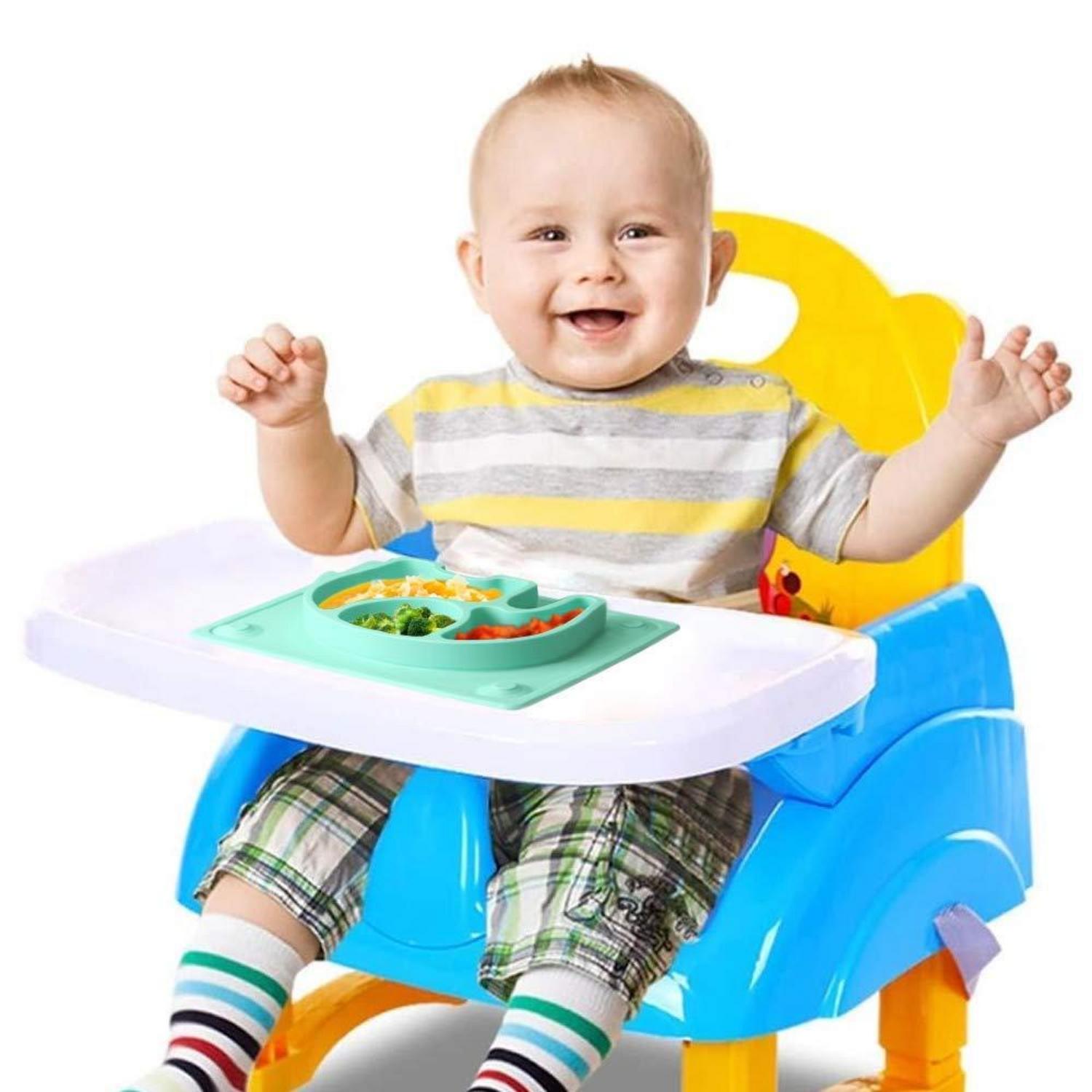 SILIVO Baby Teller Silikon Rutschfestes Tischset für Kleinkind und Kinder 26x20x3cm Grün