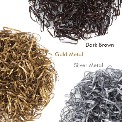 Hoyols Elastische Haar Krawatten für Pferdeschwanz Zopf Halter 1000 Stück Braun Silber Gold