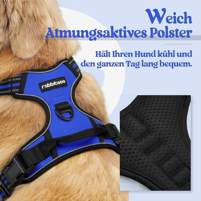 Hundegeschirr Anti-Zug mit Reflektoren Blau M
