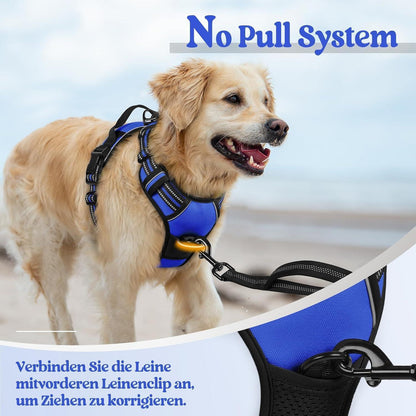 Hundegeschirr Anti-Zug mit Reflektoren Blau M