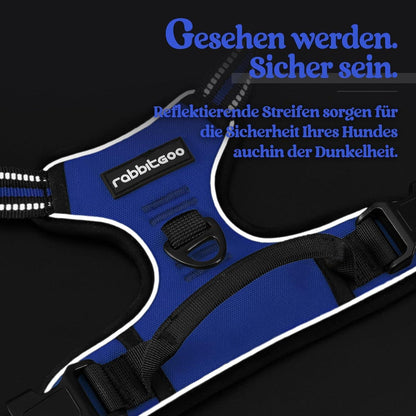 Hundegeschirr Anti-Zug mit Reflektoren Blau M