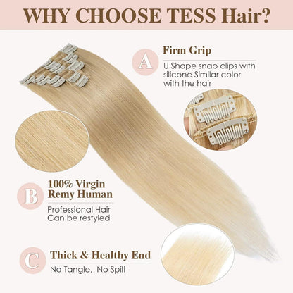 Echthaar Clip-In Extensions – Mittele Blond, 35cm