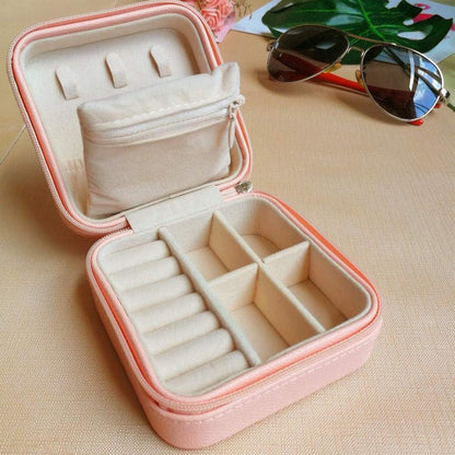 Mini Reise-Schmuckbox Damen PU-Leder Rosa Aufbewahrungsbox