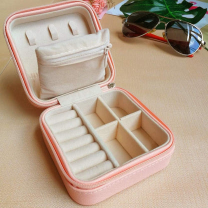 Mini Reise-Schmuckbox Damen PU-Leder Rosa Aufbewahrungsbox