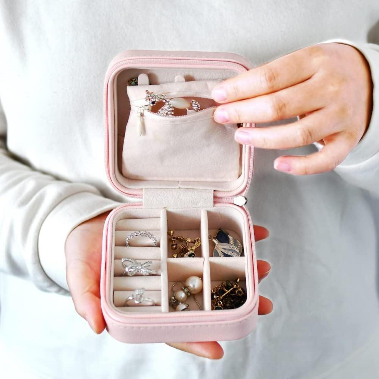 Kleine Reise-Schmuckbox Damen PU-Leder Aufbewahrungsbox Ringe