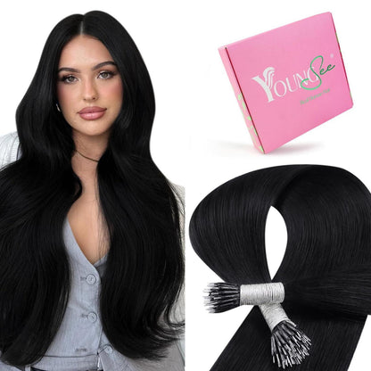 Echthaar Nanoring Extensions Schwarz 40 cm - 50g