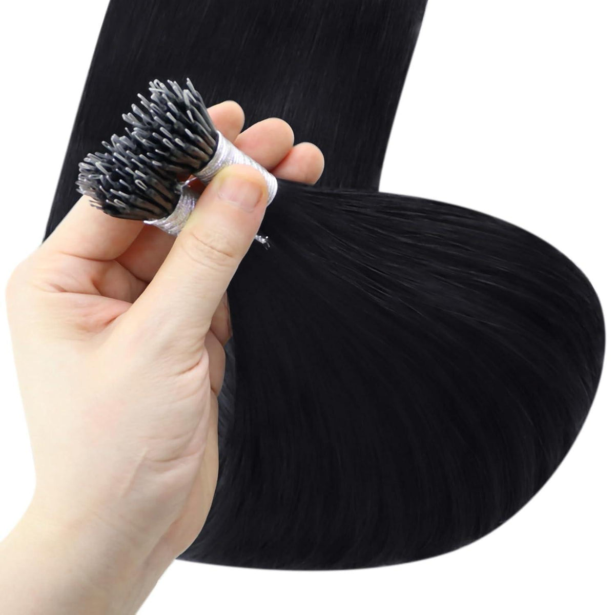 Echthaar Nanoring Extensions Schwarz 40 cm - 50g