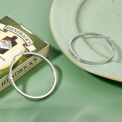 Creolen Edelstahl Damen 40/50/60mm mit Zirkonia, Silber/Gold/Roségold