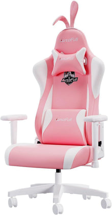 Niedlicher Pink Bunny Gaming-Stuhl mit Lendenwirbelstütze