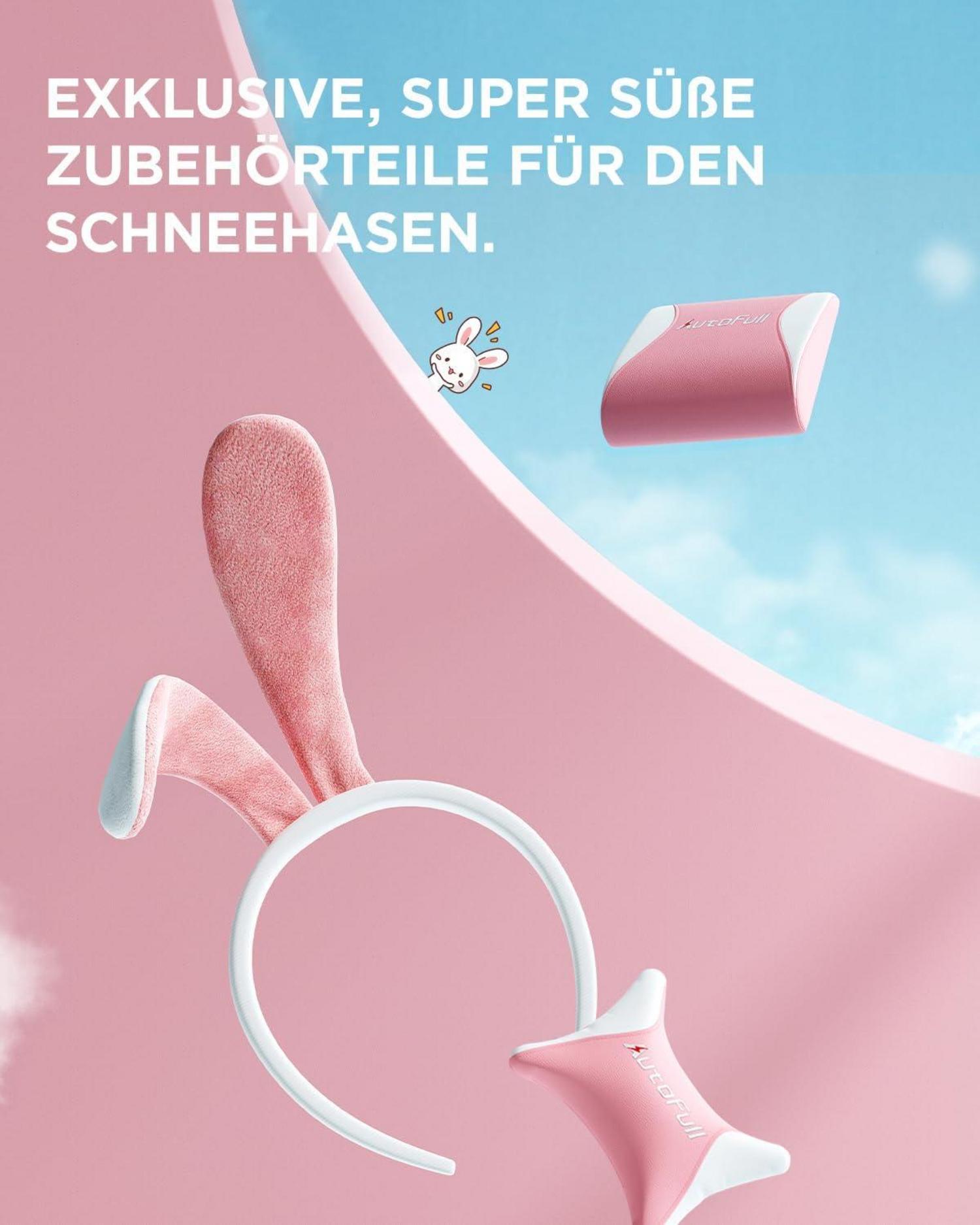 AutoFull C2 Pink Bunny Gaming-Stuhl mit Lendenwirbelstütze, PU-Leder