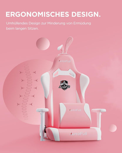 Gaming-Stuhl AutoFull C2 Pink Bunny mit Lendenwirbelstütze & hoher Rückenlehne