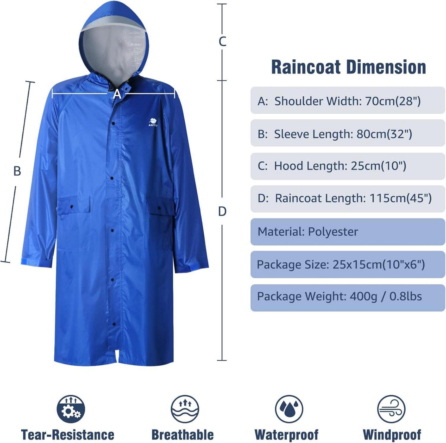 Anyoo Wasserdichter Regenmantel Poncho mit Kapuze für Outdoor-Aktivitäten