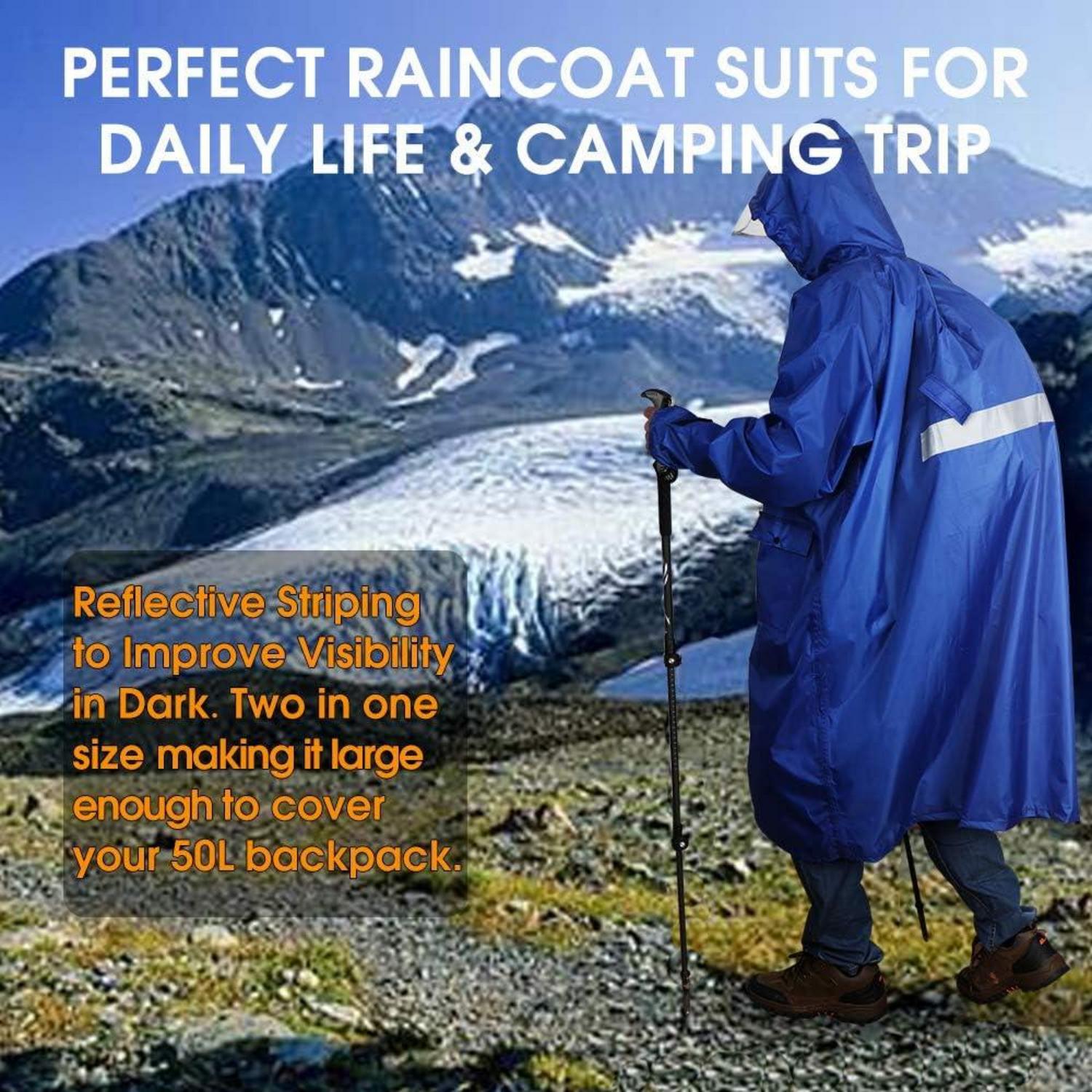 Wasserdichter Regenmantel Poncho Kapuze leicht tragbar Unisex, blau
