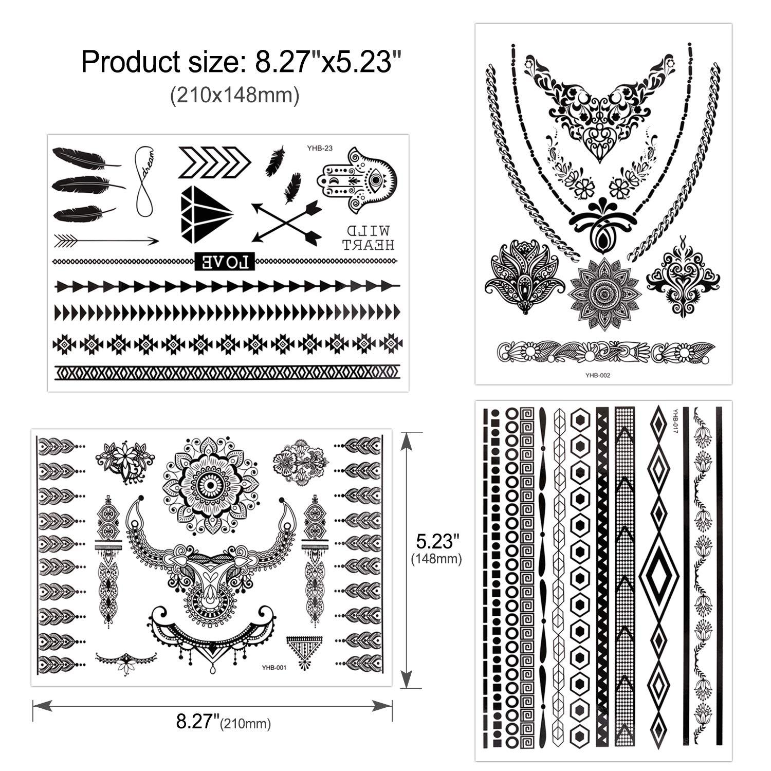 Konsait Henna Tattoo Aufkleber Schwarzer Spitze wasserfest (10