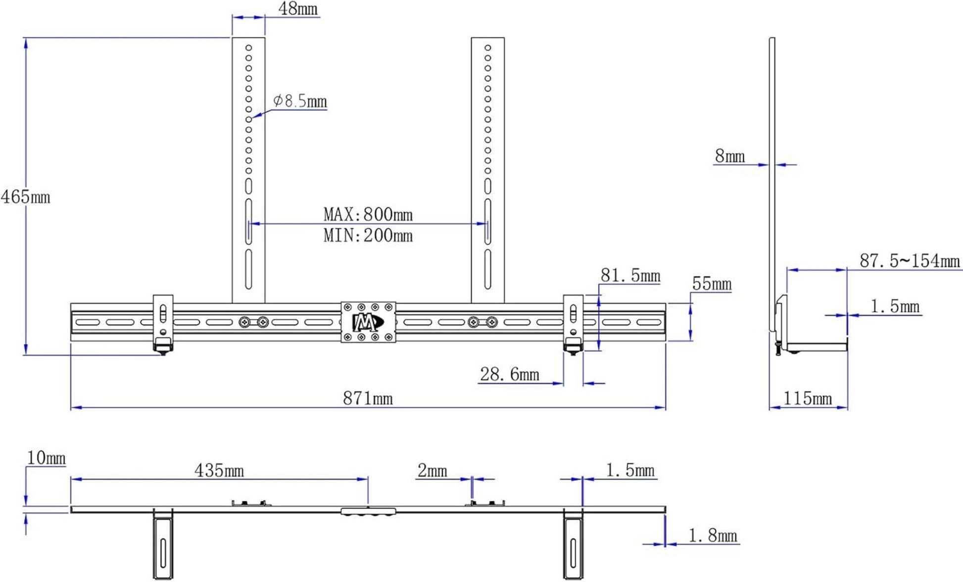 Universal Soundbar Halterung bis 9kg Anti-Rutsch TV Stand Wand Montage MD5425