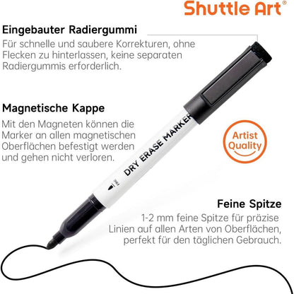 Schuttle Art 60 schwarze Magnet-Whiteboard-Marker-Set