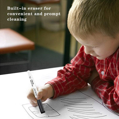 60 schwarze Magnet-Whiteboard-Marker Set, feine Spitze & Radiergummi