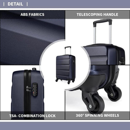Handgepäck Koffer 55cm TSA Schloss 4 Rollen ABS Dunkelblau