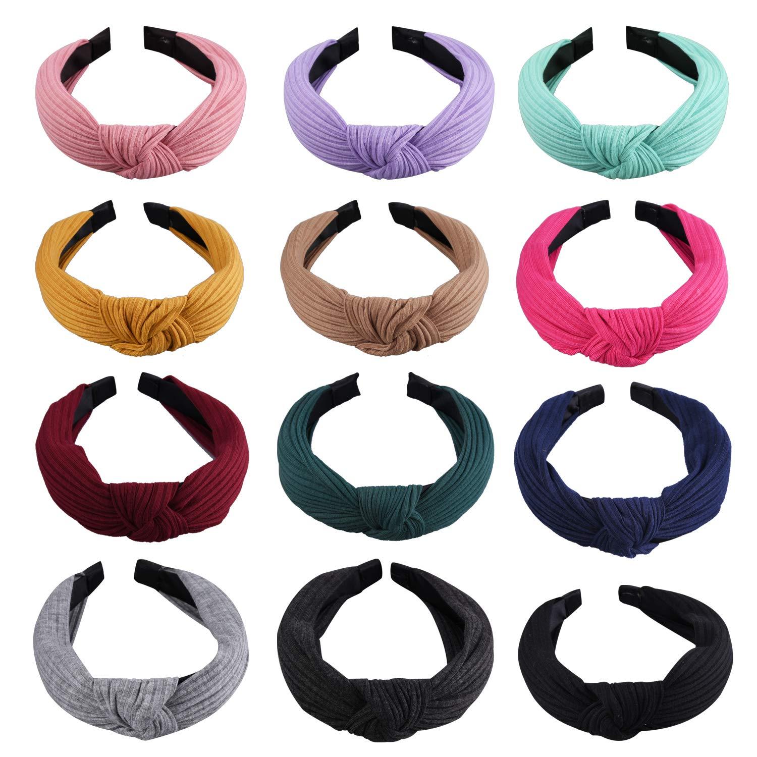 12er Set bunte Knoten Stirnbänder für Damen und Mädchen