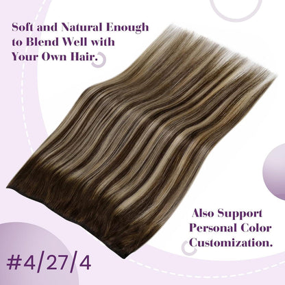 Echthaar-Draht Extensions Braun Ombre 40cm - Easy Fit