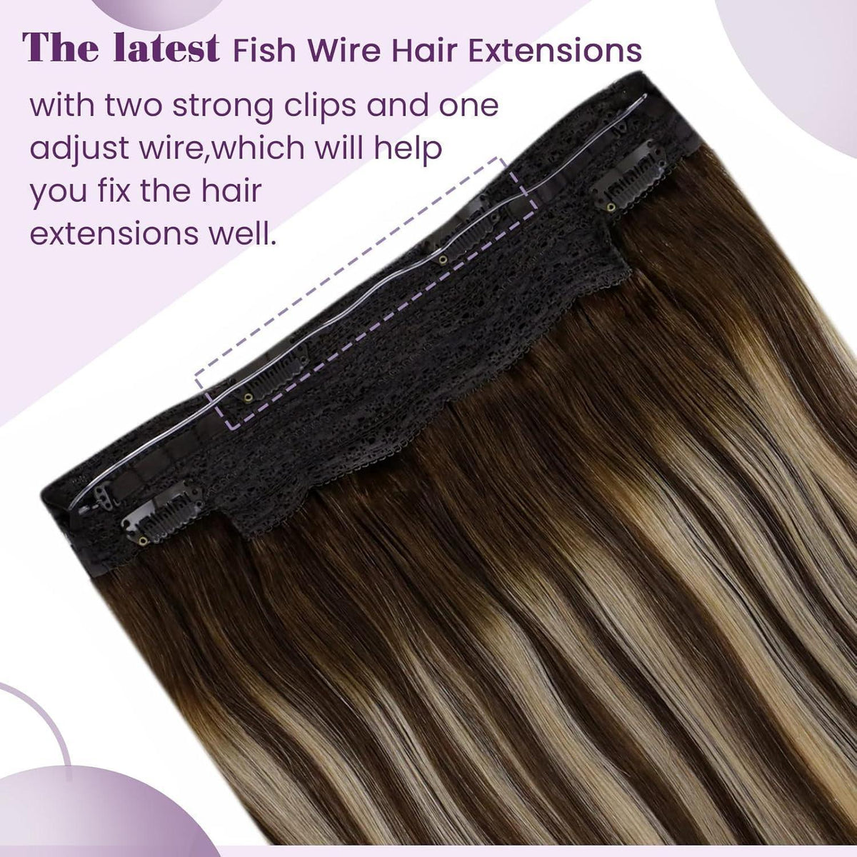 Echthaar-Draht Extensions Braun Ombre 40cm - Easy Fit