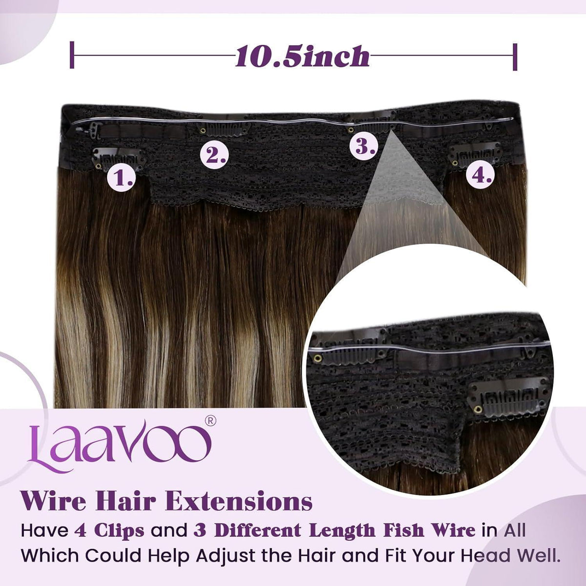 Echthaar-Draht Extensions Braun Ombre 40cm - Easy Fit