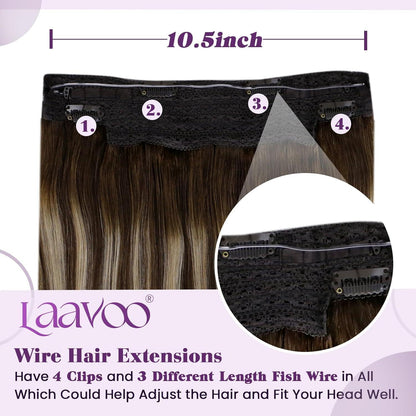 Echthaar-Draht Extensions Braun Ombre 40cm - Easy Fit