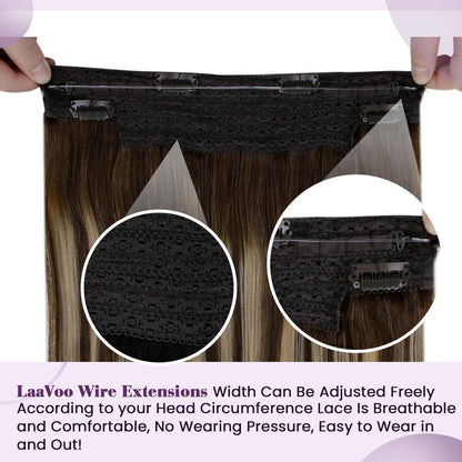 Echthaar-Draht Extensions Braun Ombre 40cm - Easy Fit