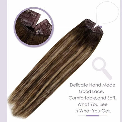 Echthaar-Draht Extensions Braun Ombre 40cm - Easy Fit
