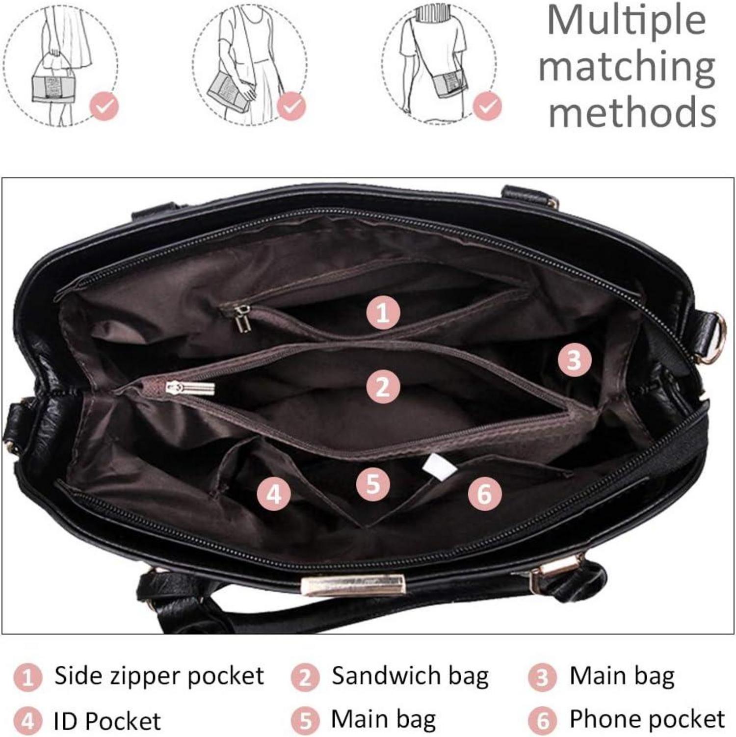 Pahajim Damen Henkeltasche Umhängetasche Tote Leder Modern