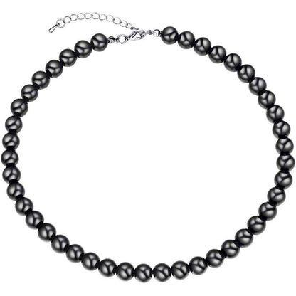 U7 Perlenkette Synthetische Runde Perlen Weiß/Schwarz 10mm