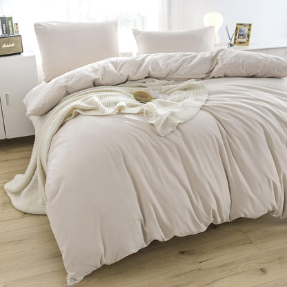 Bettwäsche Mikrofaser Beige 200x200cm mit 2 Kissenbezügen 80x80cm