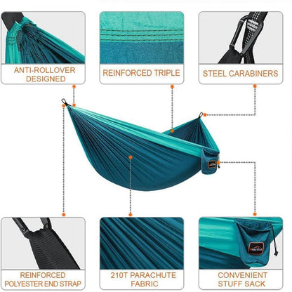 Superleichte Camping Hängematte Nylon Doppelbaumgurt Blue