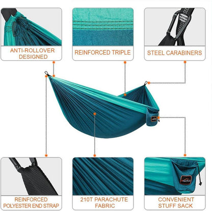 Superleichte Camping Hängematte Nylon Doppelbaumgurt Blue