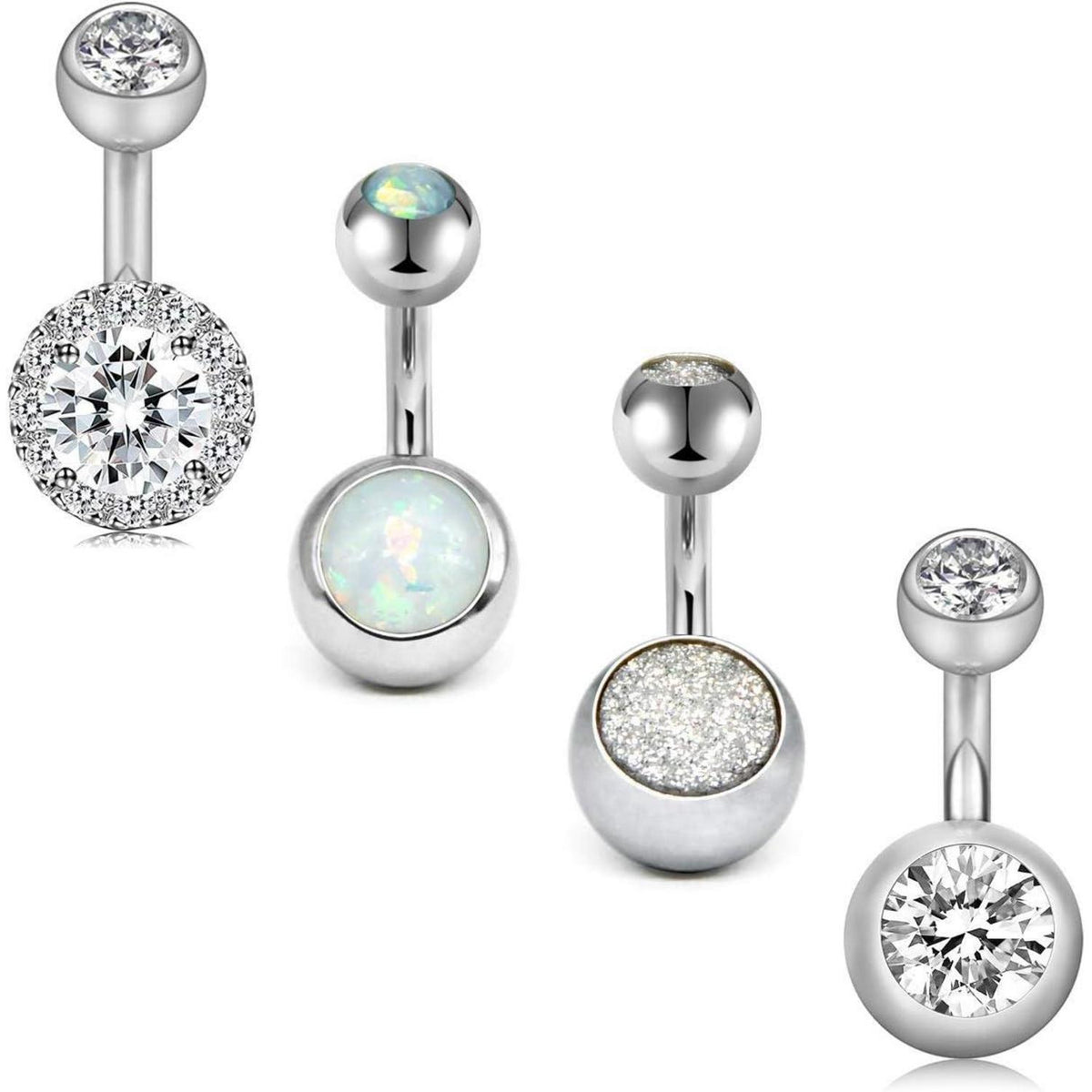 Bauchnabelpiercing 3er Set 6mm Chirurgenstahl Herz Silber