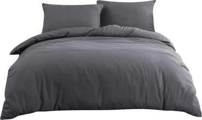 Bettwäsche Mikrofaser 200x200 cm Grau 110 g/m² 2 Kissenbezug 80x80 cm
