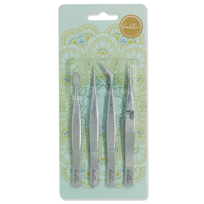 Präzisionspinzetten-Set Edelstahl 4-teilig Schmuck Nagelkunst