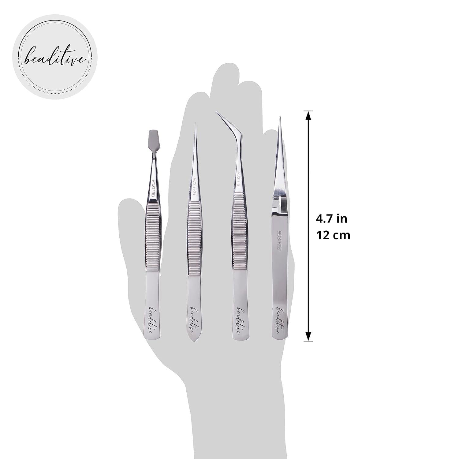 Präzisionspinzetten-Set Edelstahl Schmuck Nagelkunst 4-teilig