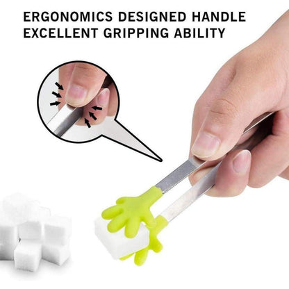 Mini Zuckerzange Silikon Edelstahl BBQ Servierzange 4 Stück