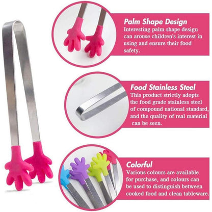 Mini Zuckerzange Silikon Edelstahl BBQ Servierzange 4 Stück