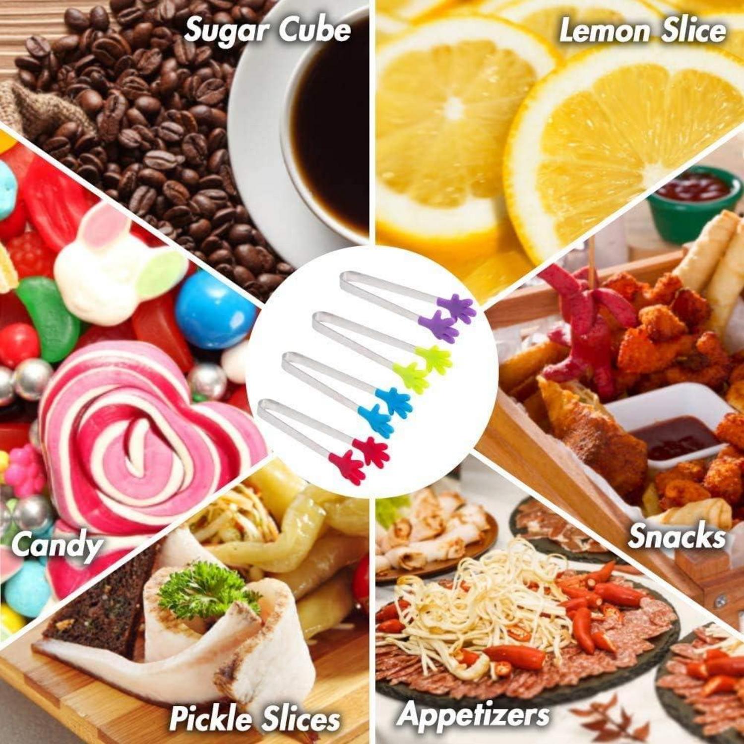 Mini Zuckerzange Edelstahl Silikon BBQ Eis Salat 4 Stück