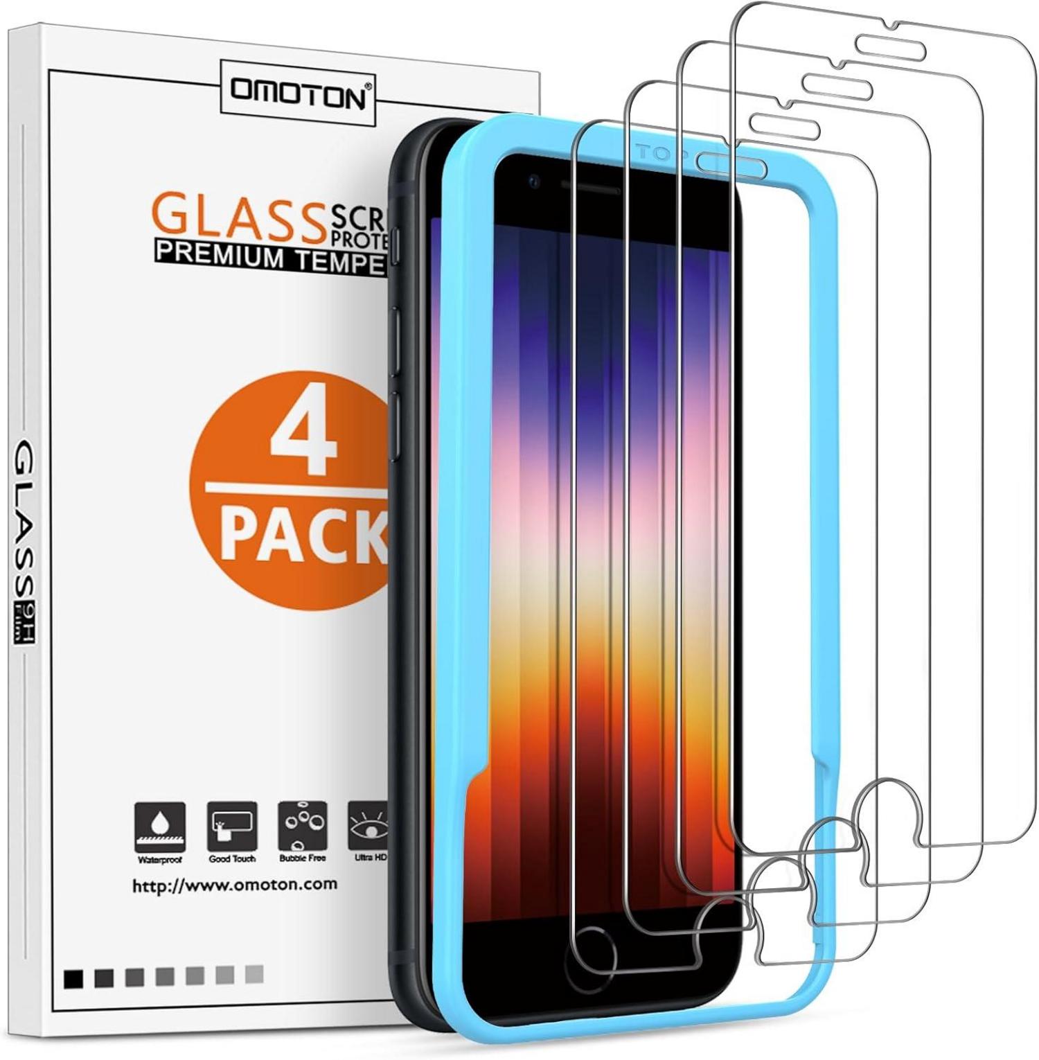 Glasfolie für iPhone SE 2022/2020/8/7/6/6s [4 Stück] 9H Härte