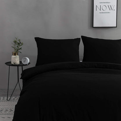 Bettwäsche Set 200x200 cm Schwarz Mikrofaser 110 g/m² 2