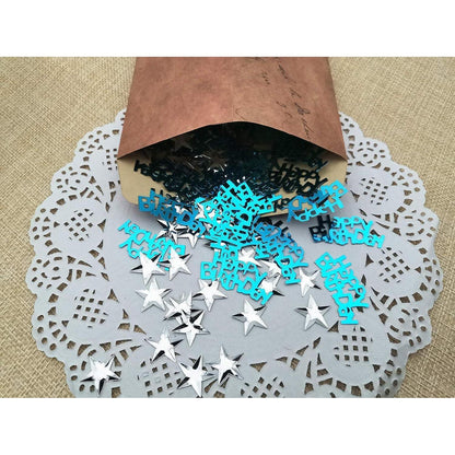 Blau Silber Happy Birthday Konfetti Set 30g Streudeko Sterne