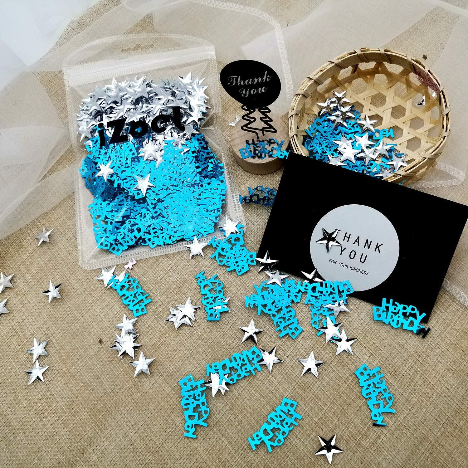 Blau Silber Happy Birthday Konfetti Set 30g Streudeko Sterne