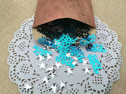 Happy Birthday Konfetti Blau Silber 30g Tischdeko Streudeko