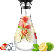 Glaskaraffe mit Edelstahldeckel 1.8L Borosilikatglas - Geschenkbox