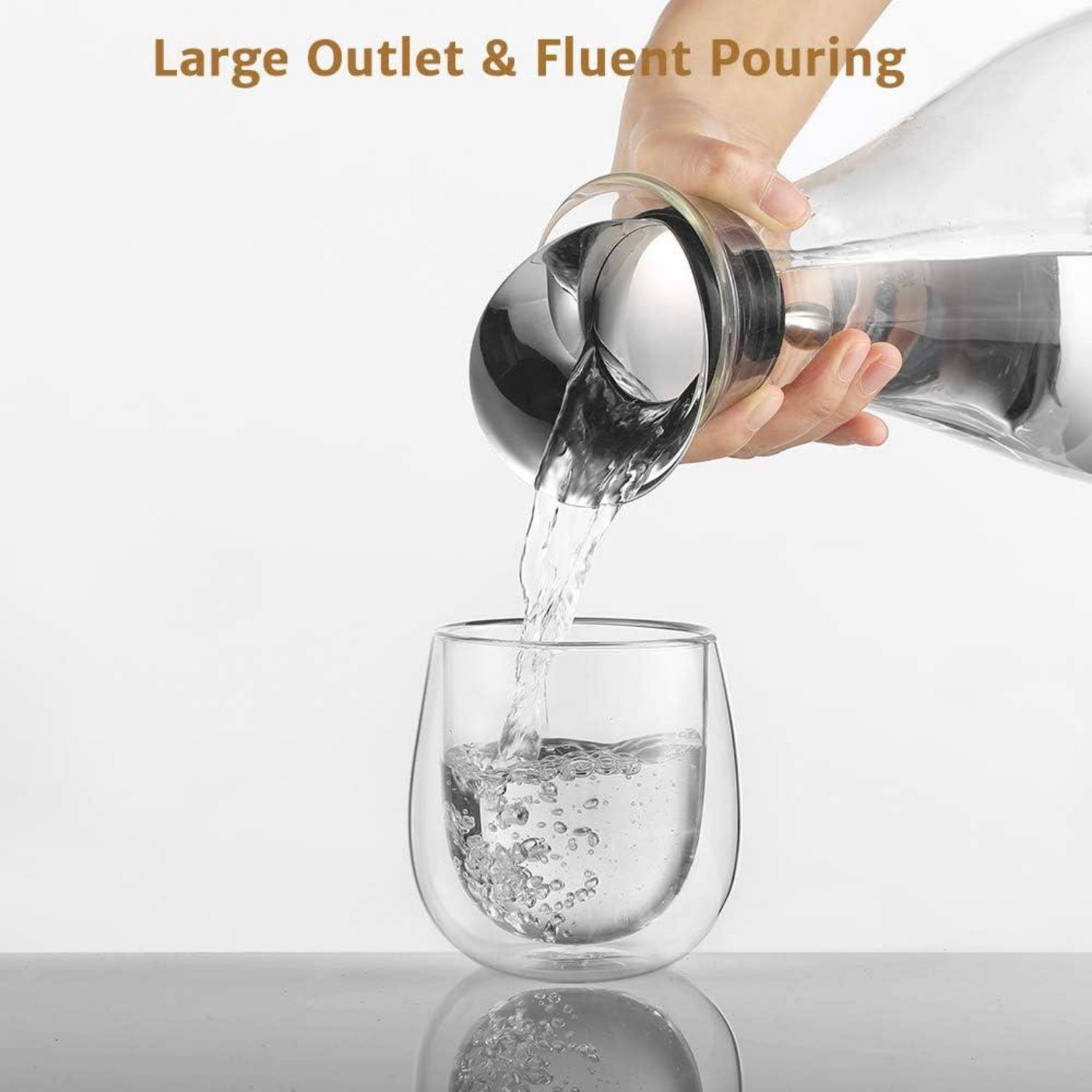 Glaskaraffe 1.8L mit Edelstahl Deckel und Reinigungsbürste